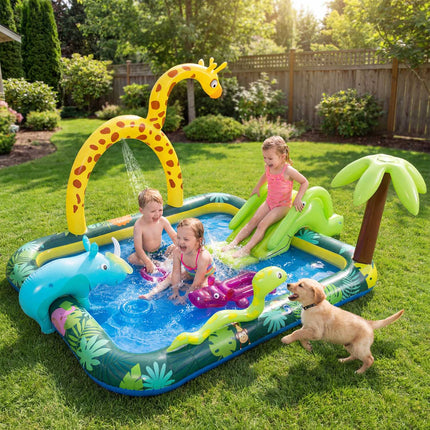 Aufblasbares Planschbecken Spielcenter mit Rutsche, Sprinkler
