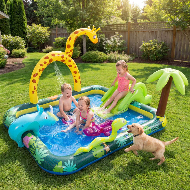 Aufblasbares Planschbecken Spielcenter mit Rutsche, Sprinkler