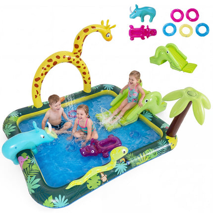 Aufblasbares Planschbecken Spielcenter mit Rutsche, Sprinkler