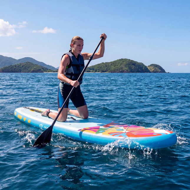 Aufblasbares Stand Up Paddle Board 11 Fuß, Rucksack, Kajakringe