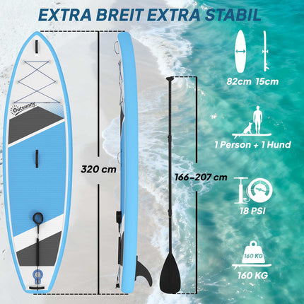 Nafukovací paddleboard, 320x82 cm, nosnost 160 kg