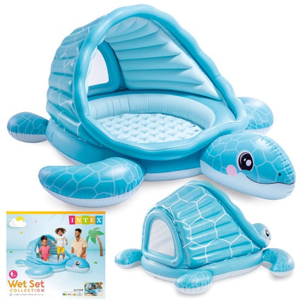 Aufblasbarer Schildkröten-Pool mit Dach – 218 x 206 x 97 cm
