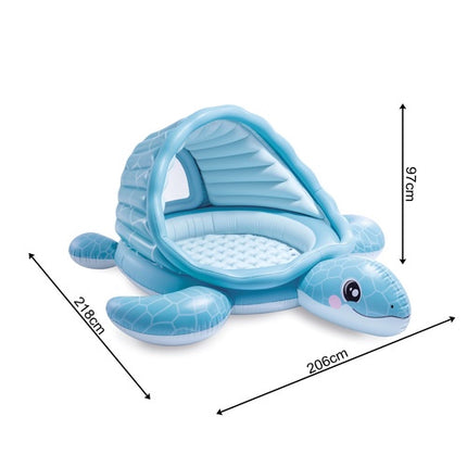 Aufblasbarer Schildkröten-Pool mit Dach – 218 x 206 x 97 cm