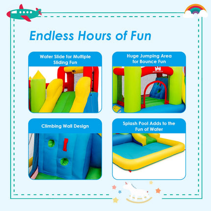 Inflatable Water Park Bounce House with Slide, No Blower