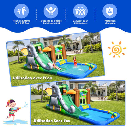 Aufblasbarer Wasserpark mit Rutsche, 580W Gebläse inklusive