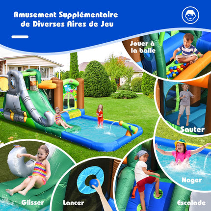 Aufblasbarer Wasserpark mit Rutsche, 580W Gebläse inklusive