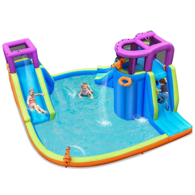 Aufblasbarer Wasserpark mit Rutsche, Kletterwand, Sprinklern