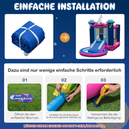 Aufblasbare Wasserrutsche Hüpfburg für Kinder, 207x393x270 cm