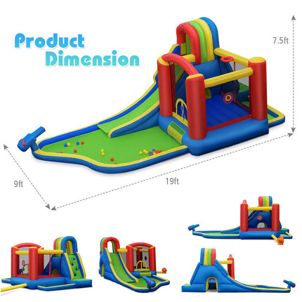 Inflatable Water Slide Bounce House with Blower, 19 Ft