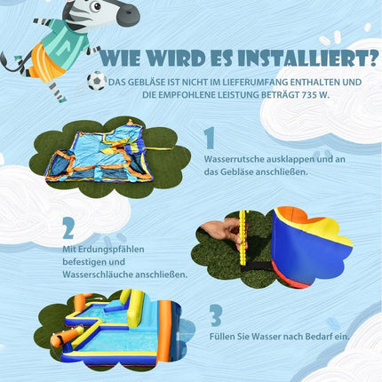 Aufblasbare Wasserrutsche mit Gebläse – Fußball-Design, strapazierfähig