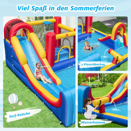 Aufblasbare Wasserrutsche mit Kletterwand und Kanone