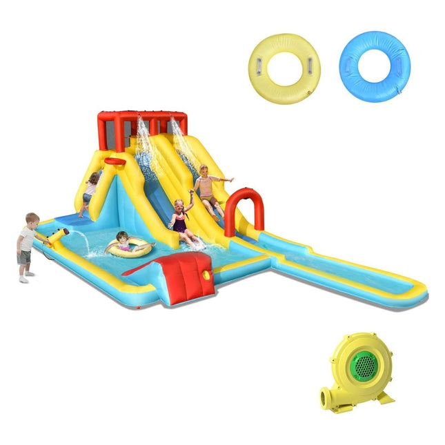 Aufblasbare Wasserrutsche mit Doppelrutsche & Kletterwand