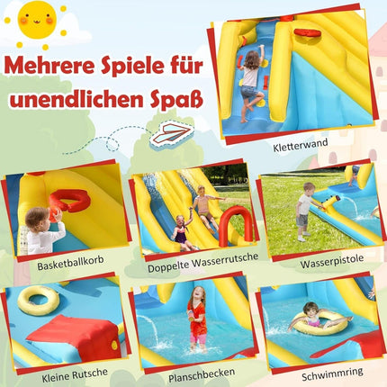 Aufblasbare Wasserrutsche mit Doppelrutsche & Kletterwand