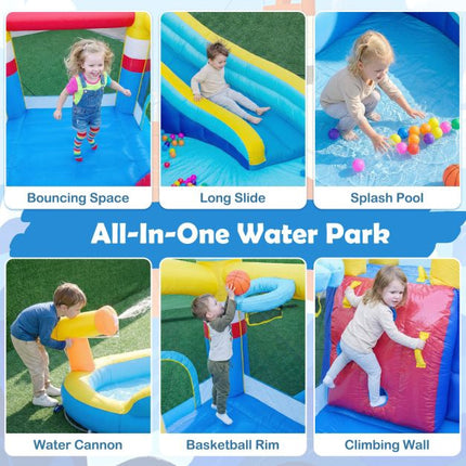 Inflatable Water Slide with Splash Pool, Cannon, Climbing Wall