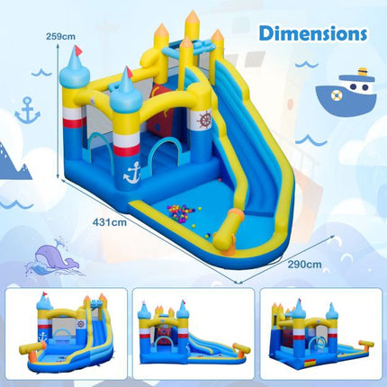 Inflatable Water Slide with Splash Pool, Cannon, Climbing Wall