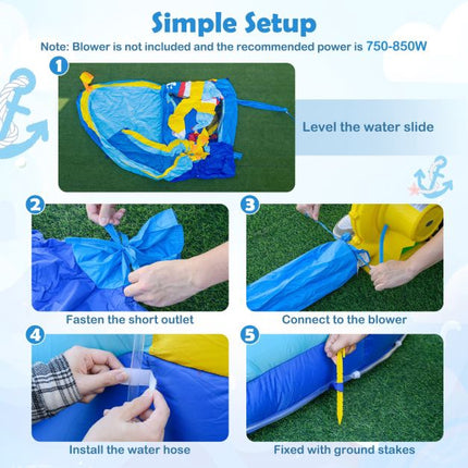 Inflatable Water Slide with Splash Pool, Cannon, Climbing Wall