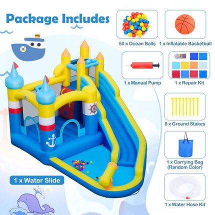 Inflatable Water Slide with Splash Pool, Cannon, Climbing Wall