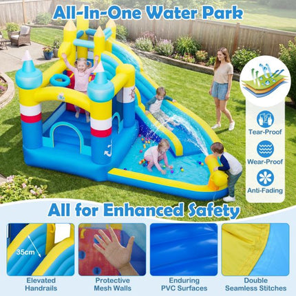 Inflatable Water Slide with Splash Pool, Cannon, Climbing Wall