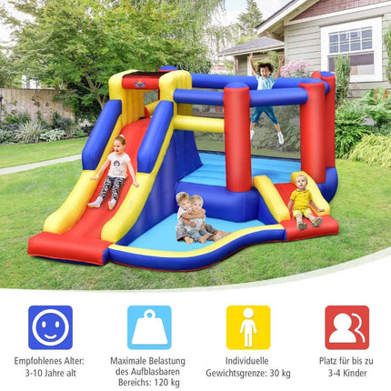 Inflatable bouncy castle Giant bouncy castle with long slide for birthday parties in the garden Colorful