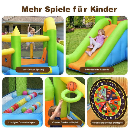 Aufblasbare Hüpfburg mit Rutsche &amp; Bällebad &amp; Basketballkorb 477 x 241 x 208 cm (ohne Gebläse)
