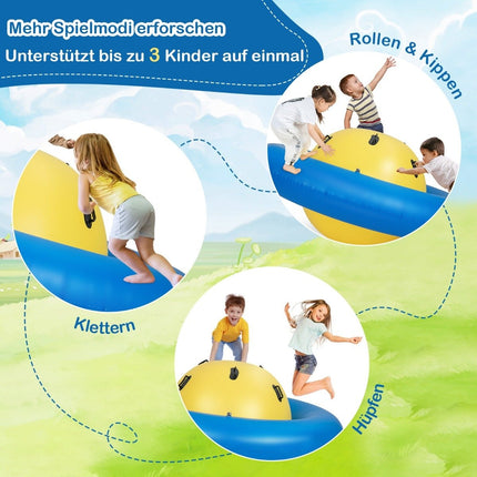 Aufblasbare Kuppelwippe zum Rollen &amp; Kippen &amp; Klettern &amp; Hüpfen Kinderwippe Gelb + Blau