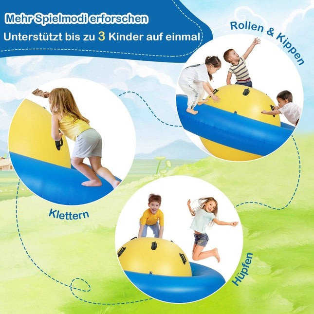 Aufblasbare Kuppelwippe zum Rollen &amp; Kippen &amp; Klettern &amp; Hüpfen Kinderwippe Gelb + Blau