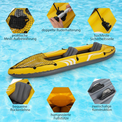 Aufblasbares Kajak für 2 Personen Tandemkajak mit abnehmbaren Sitzen 357 × 80 × 38 cm