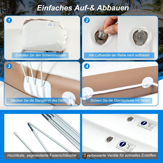 Aufblasbare Poolplattform mit einziehbarem und abnehmbarem Dach 180 x 180 x 160 cm