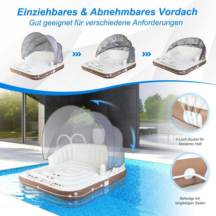 Aufblasbare Poolplattform mit einziehbarem und abnehmbarem Dach 180 x 180 x 160 cm