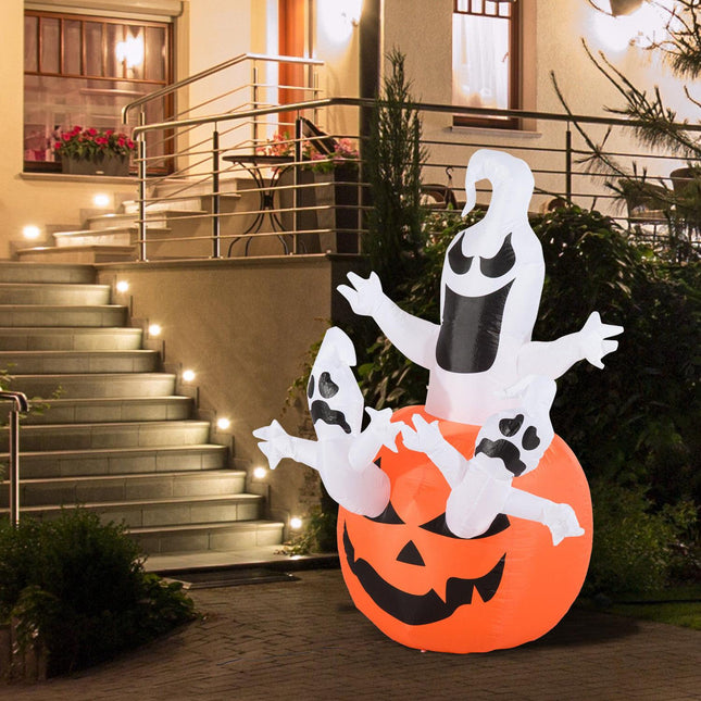 Inflatable Halloween Ghost Decoration with LED, 120x180 cm