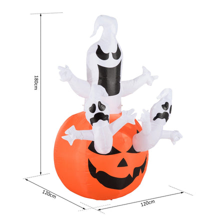 Aufblasbare Halloween-Geister-Dekoration mit LED, 120x180 cm
