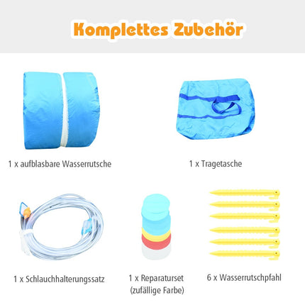 Aufblasbarer Wasserpark mit Kletterwand 500 x 400 x 250 cm rot + gelb + blau