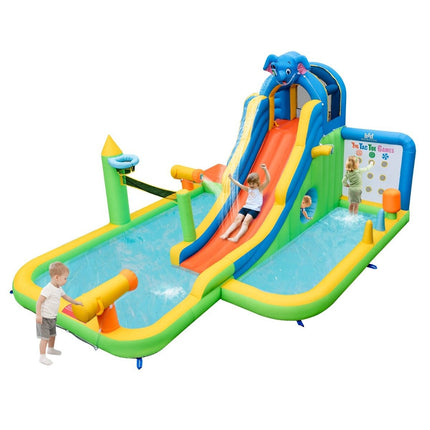 Inflatable water slide with paddling pool & climbing wall & water cannons without blower