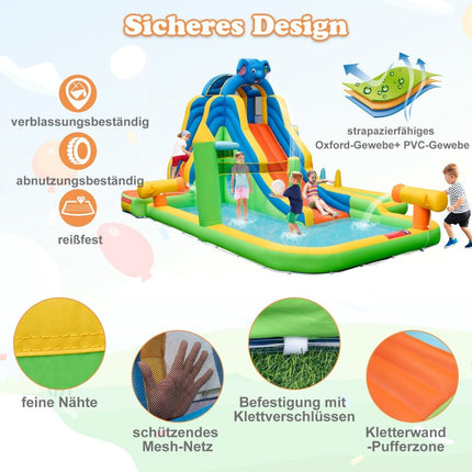 Inflatable water slide with paddling pool & climbing wall & water cannons without blower