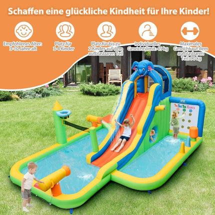 Inflatable water slide with paddling pool & climbing wall & water cannons without blower