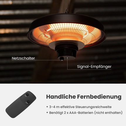 Infrarot-Deckenheizstrahler 2000W, Fernbedienung, IP65