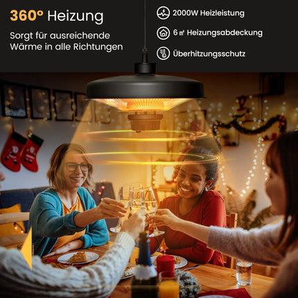 Infrarot-Deckenheizstrahler 2000W, Fernbedienung, IP65