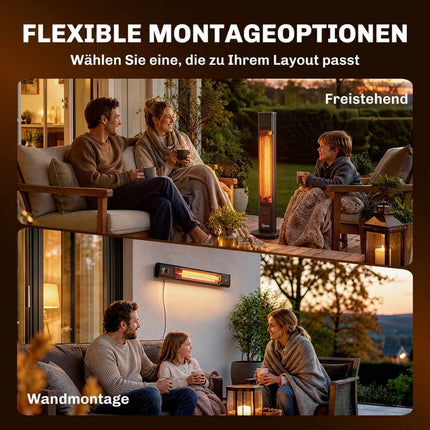 Infrared Patio Heater 2000W, Carbon Fiber, Remote Control