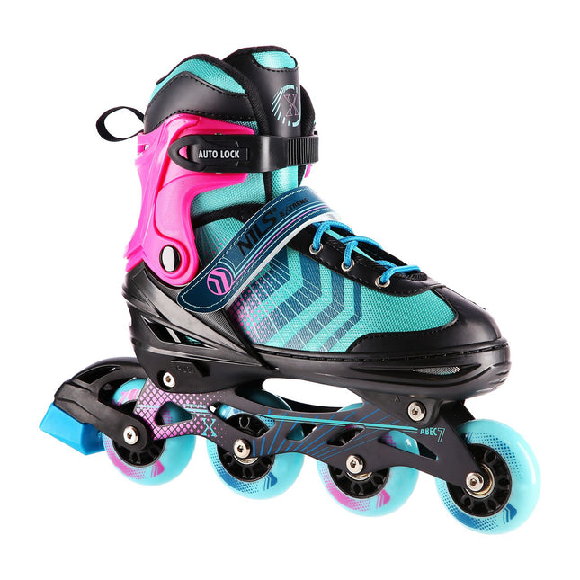 Inline & Hockey Ice Skates, 4-in-1, Black-Violet, Size M
