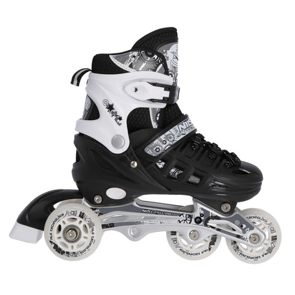 Inline-/Rollschuhe, 4-in-1, Schwarz, Größe M (35-38)