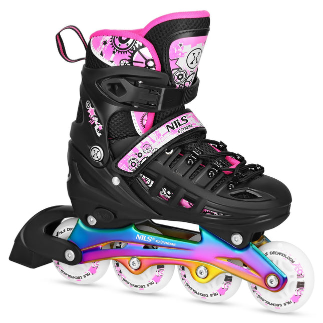 Inliner/Rollschuhe, 4-in-1, Pink LED, Größe L (39-42)
