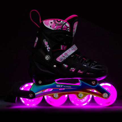 Inline/Ice Skates, 4-in-1, Pink LED, Size S (31-34)
