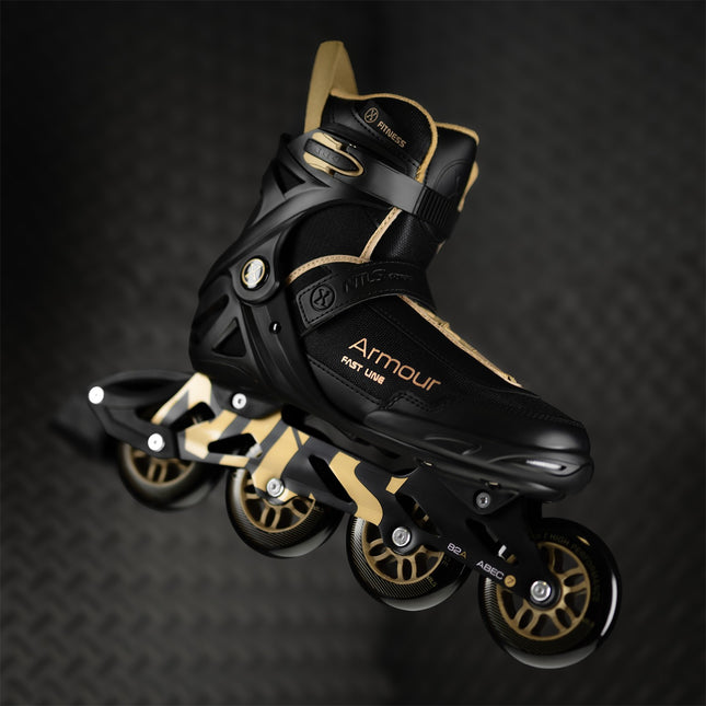 Inline-Skates, Schwarz-Gold, Größe 40, Schutzausrüstung