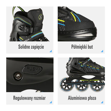 Inlineskates, Schwarz-Limette, Größe L (39-42)