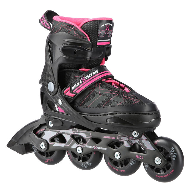 Inline skates, zwart/roze, maat S (31-34)