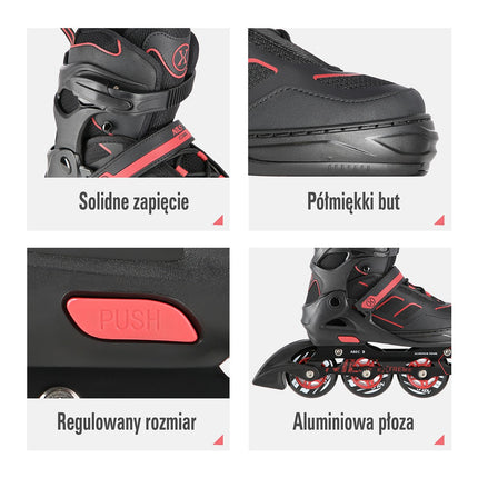 Inline Skates, Black-Red, Size L, Adult