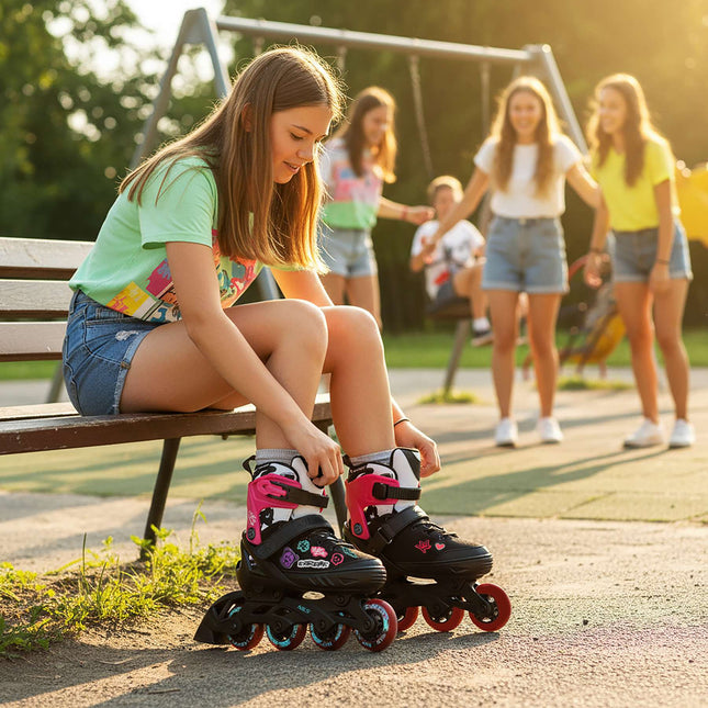 Inline Skates, Pink, Size L (40-43), ABEC-5 Bearings
