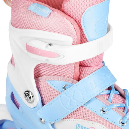 Inlineskates mit LED, Schonern, Weiß, Größe M (35-38)