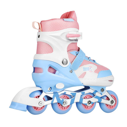 Inlineskates mit LED, Protektoren, Weiß, Größe S (31-34)