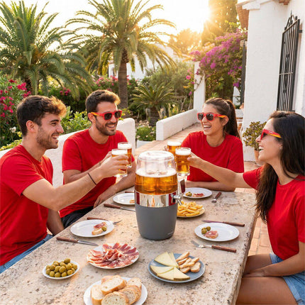 InnovaGoods Beer Dispenser and 2 Sunfold Roll-Up Sunglasses, Spain Red